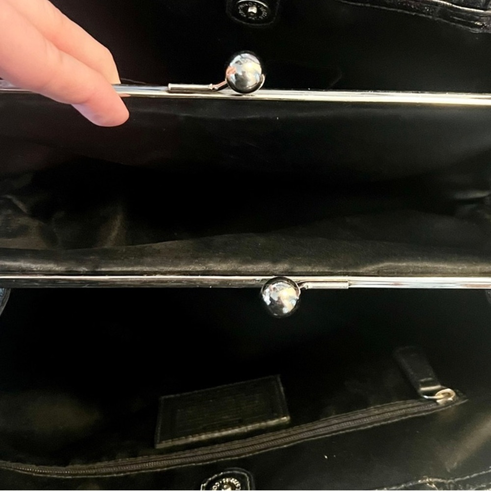 Coach Madison Sophia Kisslock Satchel Black Patent Signature F19215 Vintage - Picture 4 of 9